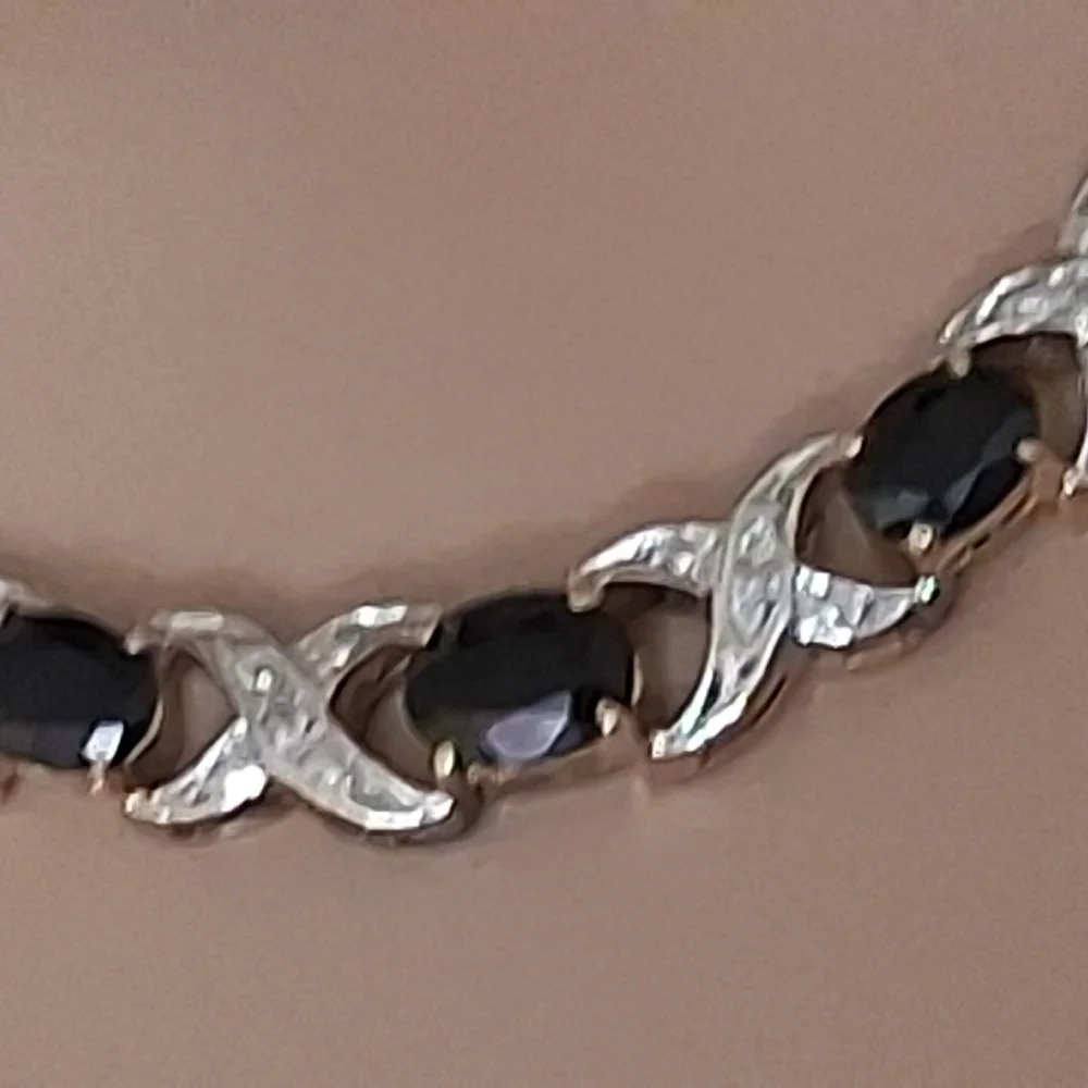 Vintage 10K Gold Vermeil XOX Design Necklace With Sapphires And Diamonds